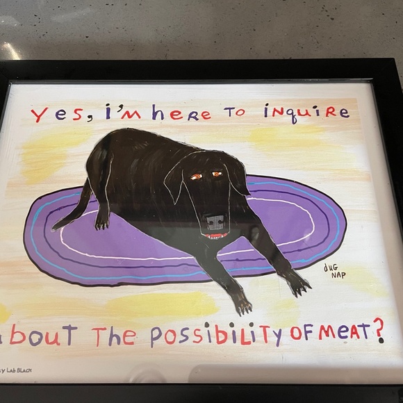 New Dug Nap black dog framed print - Picture 2 of 4